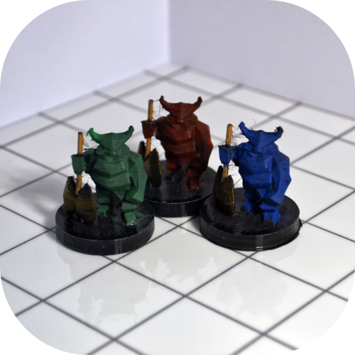 Low Poly Dwarf Minis with original bases